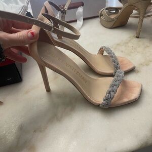 Stuart Weitzman Nude Heels with Silver Detailing